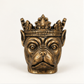 Franse Bulldog bloempot XL met kroon goudkleurig 33 cm