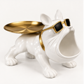 Frenchie Tray bulldog sleutelhouder wit goud 30 cm