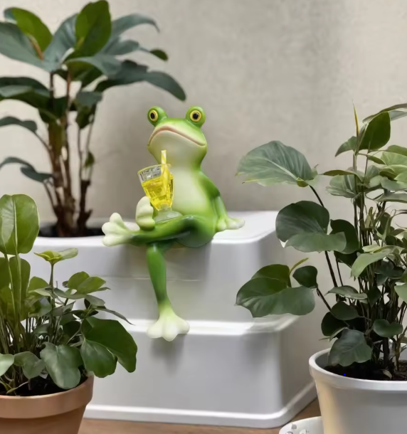 Golden Sip Frog | Decoratieve Plantenpothanger