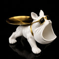 Luxe Bulldog Sleutelhouder 'Frenchie Tray' – 30 cm – Wit met Goud