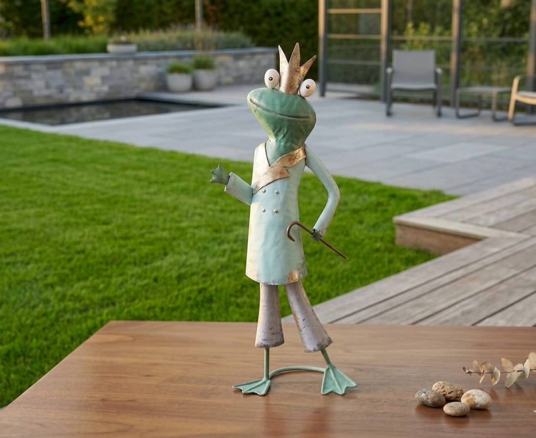 Prins Kikker Tuinbeeld – Metalen Tuindecoratie (60 cm)