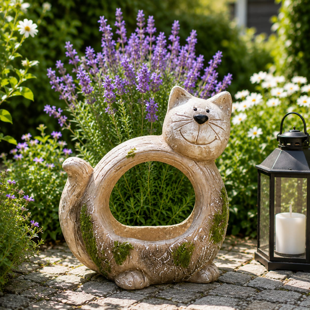 Katten Plantenpot voor Buiten | Keramieken Tuinpot | Beast & Home Unieke katten plantenpot voor tuin en terras