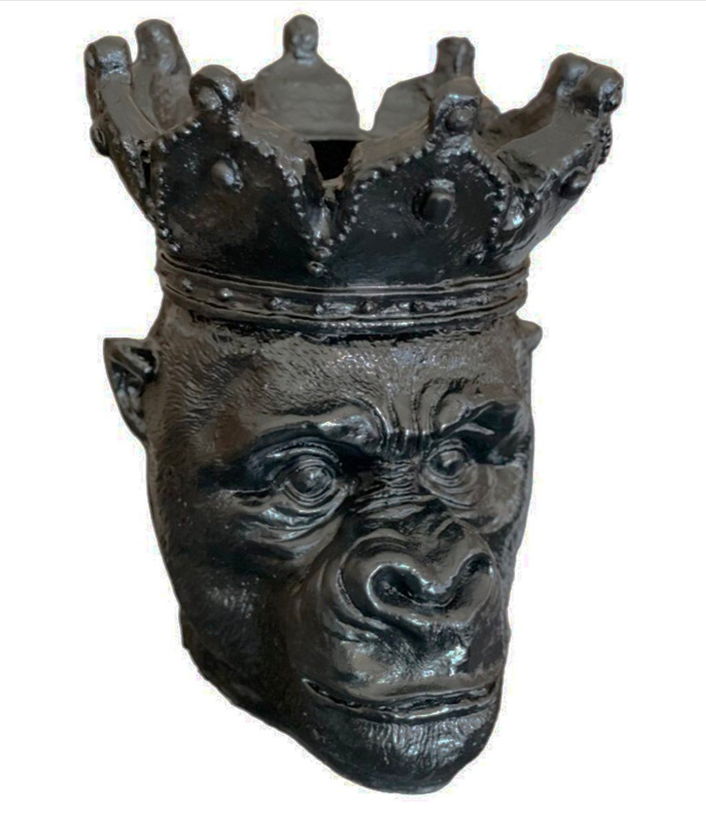 Koninklijke Gorilla Bloempot XL – Mat Zwart Design – 33 cm – Sculpturale Plantenhouder